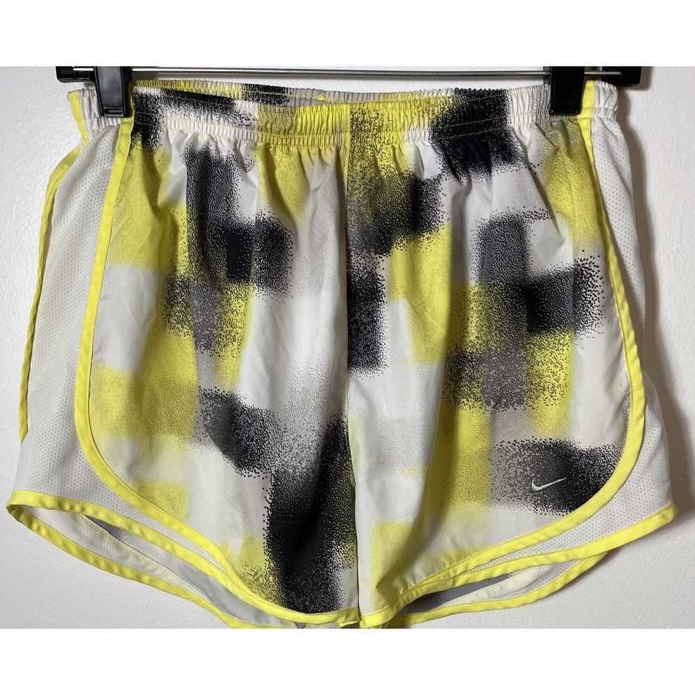 NIKE Medium Women's TEMPO DRI-FIT Runner Shorts-White/Yellow/Black 455702-710